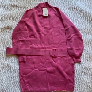 NWT Fate soft Pink Women's Sweater Belted Dress